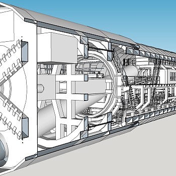 06盾构机（机械）sketchup草图模型下载