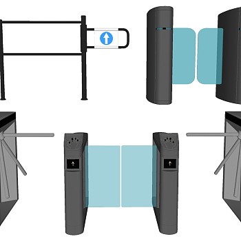 61自动感应门闸通道门限流办公楼闸机组合sketchup草图模型下载