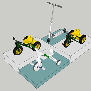 43儿童车滑板车玩具车sketchup草图模型下载