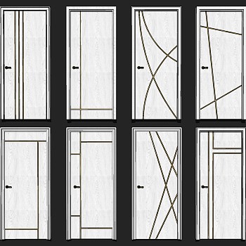 10现代房门组合sketchup草图模型下载