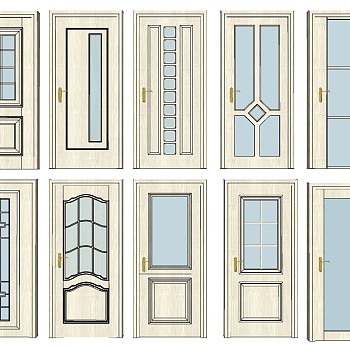 9现代洗手间门组合sketchup草图模型下载