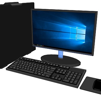 56台式电脑 电脑主机键盘鼠标显示器sketchup草图模型下载
