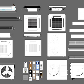 50空调风口主机遥控器空调控制面板开关sketchup草图模型下载