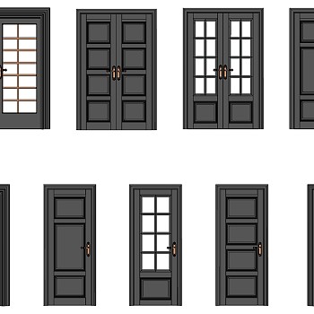 7现代室内门组合sketchup草图模型下载
