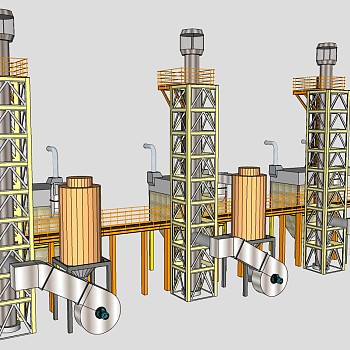 防空气污染设备排气系统sketchup草图模型下载