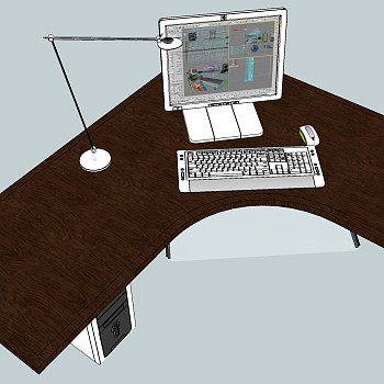 电脑鼠标键盘及主机组合sketchup草图模型下载