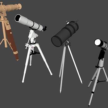 11现代天文望远镜sketchup草图模型下载