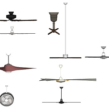 72吊扇风扇组合sketchup草图模型下载