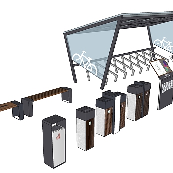 现代简约户外垃圾桶垃圾箱sketchup草图模型下载 (65)