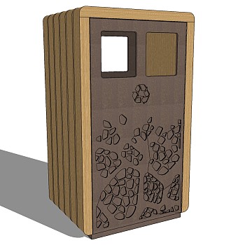 新中式户外垃圾桶垃圾箱 sketchup草图模型下载 (15)