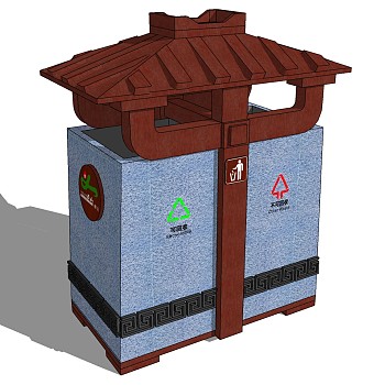 新中式户外垃圾桶垃圾箱sketchup草图模型下载  (12)