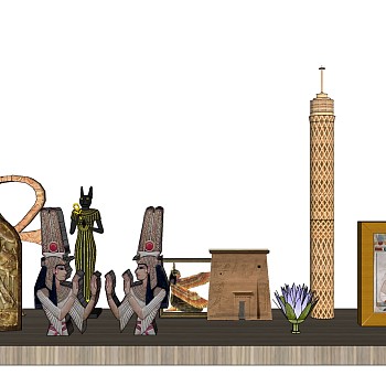 (3)印度埃及古典文化雕塑摆件饰品sketchup草图模型下载