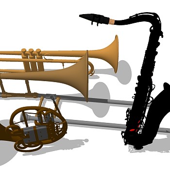 乐器音乐器材小号萨克斯sketchup草图模型下载