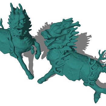 (7)中式麒麟神兽龙雕塑雕像摆件sketchup草图模型下载
