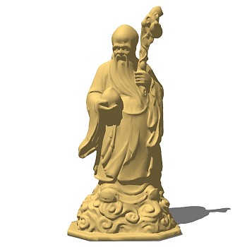(9)老寿星古典神话人物雕塑雕像sketchup草图模型下载