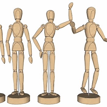 (22)小木头人摆件sketchup草图模型下载