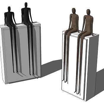 (26)现代抽象人金属小人物雕塑摆件摆台sketchup草图模型下载