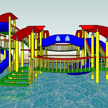 47现代儿童游乐园游乐设施儿童滑梯水池组合