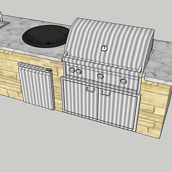 66户外烤炉橱柜灶台sketchup草图模型下载