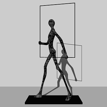(31)现代金属小人抽象人物雕塑摆件饰品雕像sketchup草图模型下载