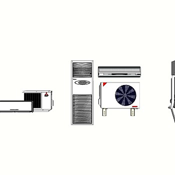 86壁挂空调柜式空调空调外机sketchup草图模型下载
