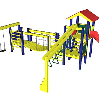 12现代儿童游乐园游乐设施儿童滑梯秋千组合