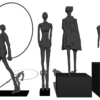 (36)现代金属小人抽象人物雕塑摆件饰品雕像sketchup草图模型下载