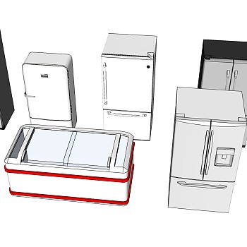 81八款 冰箱 冰柜 自助售卖机 双开 组合 单开 双门冰箱sketchup草图模型下载