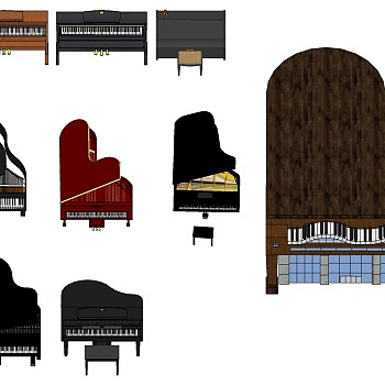 21乐器音乐器材钢琴电子琴  sketchup草图模型下载