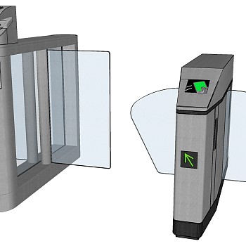 现代通道翼闸防尾随速通门办公楼闸机sketchup草图模型下载