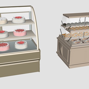 现代食品糕点蛋糕生日蛋糕糕点展示柜sketchup草图模型下载