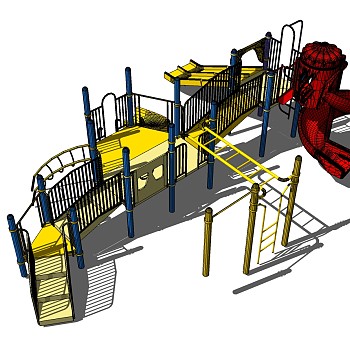 33现代儿童游乐园游乐设施儿童滑梯单杠组合