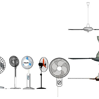 150立扇吊扇风扇组合sketchup草图模型下载