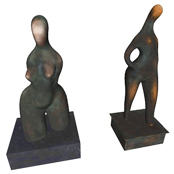 (4)现代金属抽象人物雕塑sketchup草图模型下载
