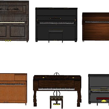 9现代乐器音乐器材钢琴sketchup草图模型下载