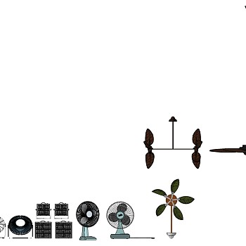 149立扇吊扇风扇组合sketchup草图模型下载