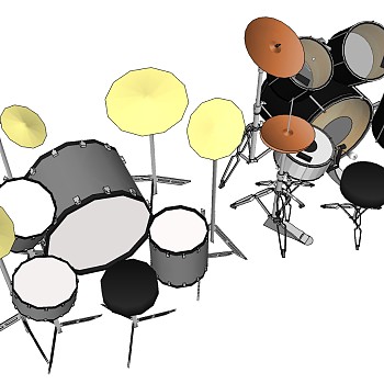 4现代乐器音乐器材架子鼓sketchup草图模型下载