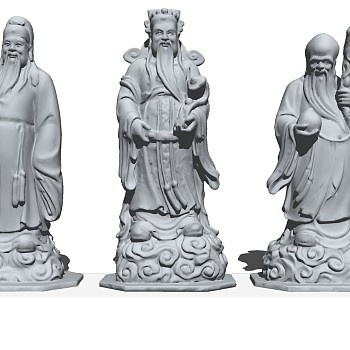 (16)财神老寿星古典神话人物雕塑雕像摆件佛堂sketchup草图模型下载