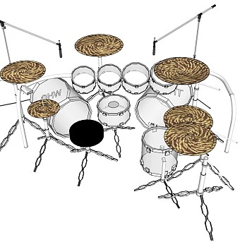2现代乐器音乐器材架子鼓sketchup草图模型下载