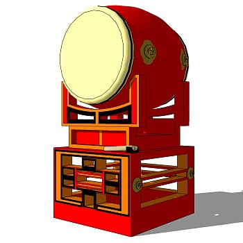 中式古典韩式大鼓 SketchUp草图模型下载