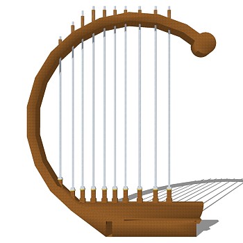古典乐器箜篌 SketchUp草图模型下载