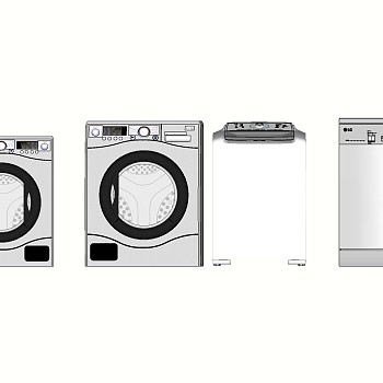 141洗衣机全自动洗衣机，滚筒洗衣机sketchup草图模型下载