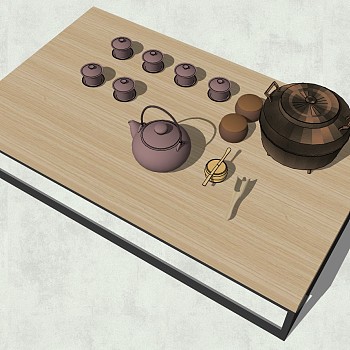 99中式茶壶功夫茶具茶海茶盘茶具托盘sketchup草图模型下载