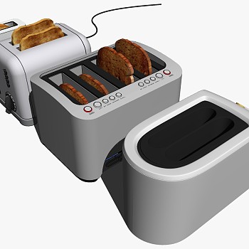 现代厨房电器榨汁机豆浆机咖啡机 面包机sketchup草图模型下载(10)
