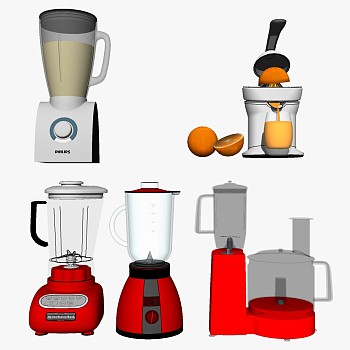 现代厨房电器榨汁机豆浆机咖啡机sketchup草图模型下载 (5)
