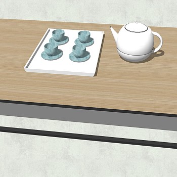 (76)中式茶壶功夫茶具茶海茶盘茶具托盘sketchup草图模型下载