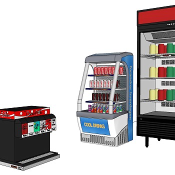 可乐饮料机冷饮冰柜SketchUp草图模型下载