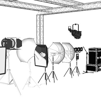 212摄影棚探照灯摄影支架摄影器材sketchup草图模型下载
