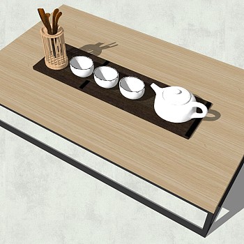 (54)中式茶壶功夫茶具茶海茶盘茶具托盘sketchup草图模型下载