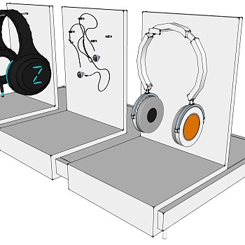 218头戴耳机入耳式耳机sketchup草图模型下载